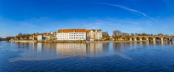 Panoramautsikt Över Regensburg Med Donau — Stockfoto