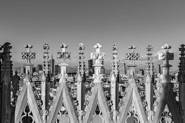 Detalj Milanos Duomo Blå Himmel Milano Italien — Stockfoto