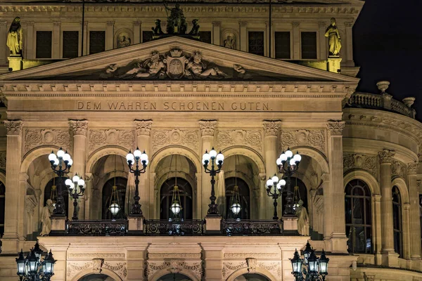 Fasada Alte Oper Nocy Frankfurcie Nad Menem Niemcy Alte Oper — Zdjęcie stockowe