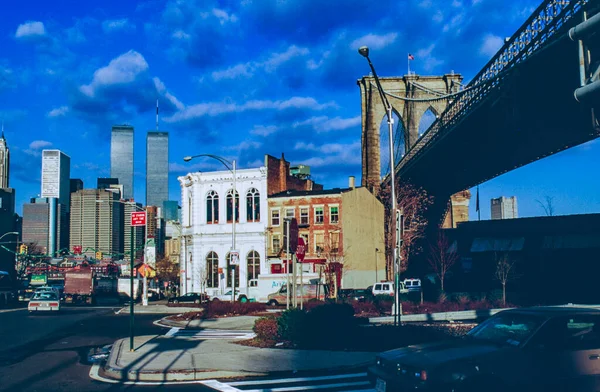 New York Usa Sep 1993 View Brooklyn Bridge World Trade — Stock Photo, Image