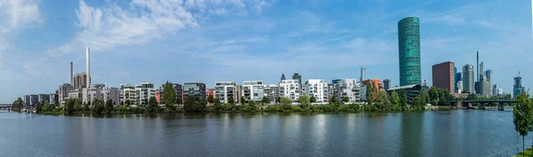 Frankfurt Alemanha Ago 2017 Novos Edifícios Portuários Ocidentais Rio Main — Fotografia de Stock
