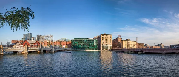 Boston Eua Sep 2017 Panorama Horizonte Boston Com Navio Museu — Fotografia de Stock