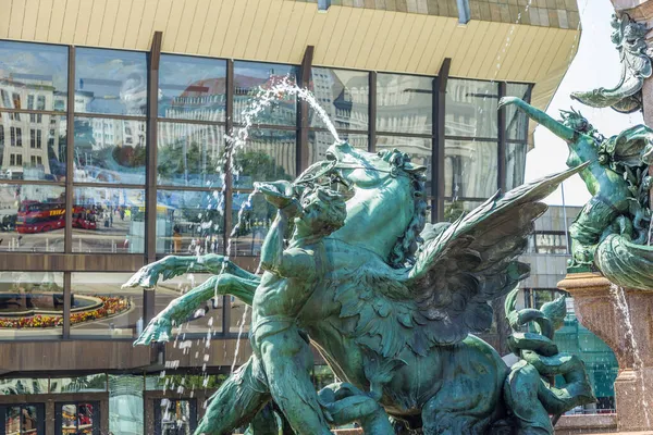 Leipzig Germany Aug 2015 Fountain Name Mendebrunnen Leipzig Downtown Germany — Stock Photo, Image