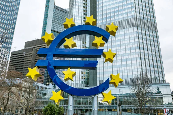 Frankfurt Germany Jan 2017 Euro Symbol Stands Front Old European — Stock Photo, Image