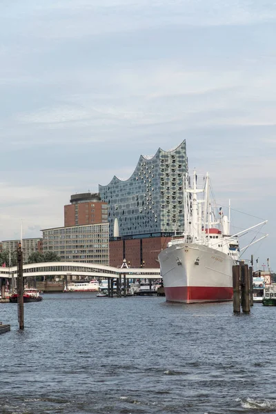 Hamburg Alemanha Ago 2017 Vista Para Porto Hamburgo Com Histórica — Fotografia de Stock