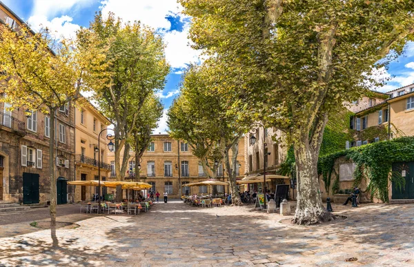 Aix Provence France Aug 2017 Люди Насолоджуються Відпочинком Дереві Вкритому — стокове фото