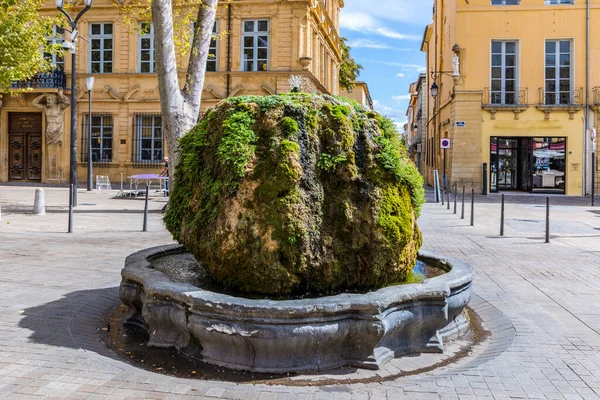 Aix Provence Frankrike Aug 2017 Gammal Fontän Mousse Kurser Mirabeau — Stockfoto