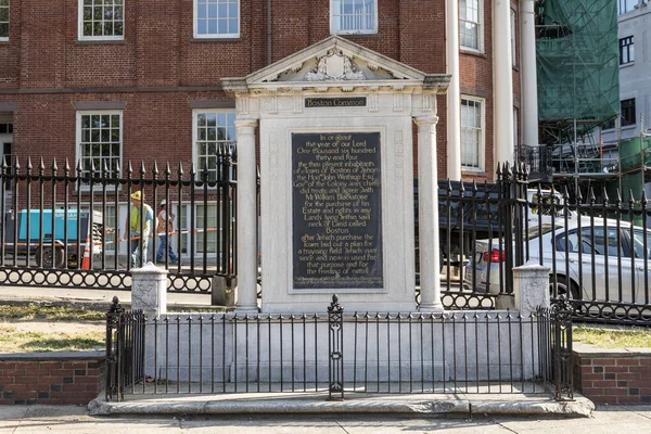 Boston États Unis Sep 2017 Plaque Avec Histoire Parc Boston — Photo