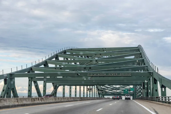 Portsmouth Usa Sep 2017 Gamla Historiska Piscataqua Flodbron Portsmouth Bron — Stockfoto