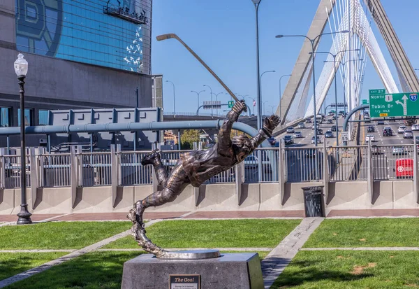 Boston Sep 2017 Estatua Del Famoso Deportista Bobby Orr —  Fotos de Stock