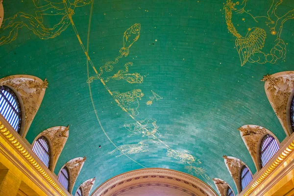 New York Usa Oct 2017 Star Signs Painted Ceiling Grand — Stock Photo, Image