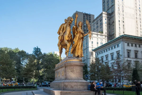 美国纽约 Oct 2017 General William Tecumseh Sherman Monument Statue — 图库照片