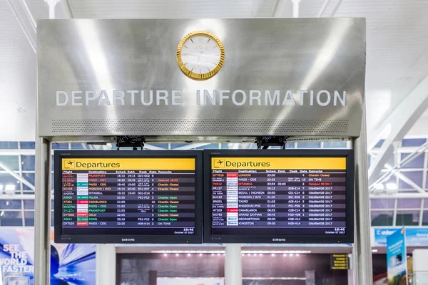 Nova Iorque Eua Oct 2017 Placa Informações Partida Terminal Aeroporto — Fotografia de Stock