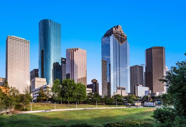 housto, Texas'ın parlak günbatımı manzarası