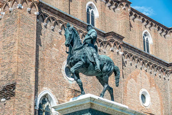 Venecia Italia Julio 2021 Estatua Bartolomeo Colleoni Del Siglo Venecia — Foto de Stock