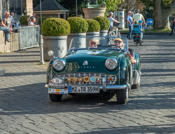 Wiesbaden Germany September 2021 Triumph Tr3A Reaches Final Goal Oldtimer — Stock Photo, Image