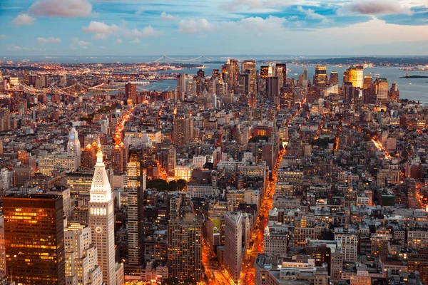 Πανόραμα Της Νέας Υόρκης Αργά Βράδυ Από Empire State Building — Φωτογραφία Αρχείου