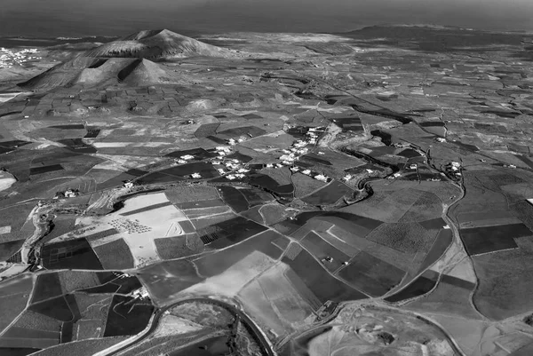 空中的兰萨罗特岛 加那利群岛的火山岛 — 图库照片