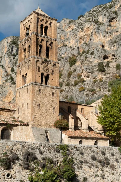 View Clock Tower Old Historic Village Moustiers Ste Marie — стоковое фото