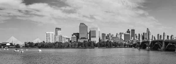 Panoramisch Uitzicht Skyline Van Boston Met Rivier — Stockfoto