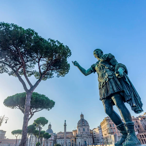 Forum Romano Foro Imperiale Dell Imperatore Augusto Con Sua Statua — Foto Stock