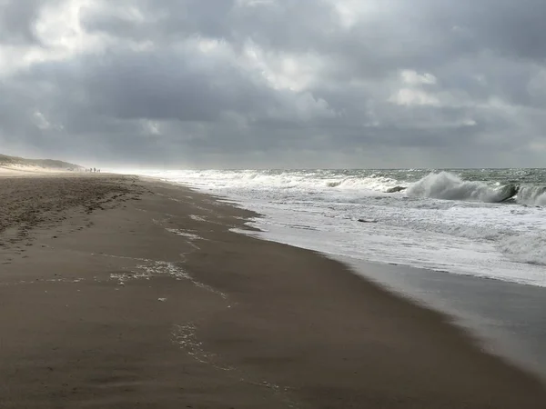 Γραφική Φθινοπωρινή Αμμώδης Παραλία Κύματα Και Αμμόλοφους Στο Sylt Γερμανία — Φωτογραφία Αρχείου