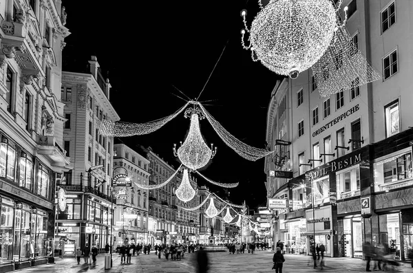 Vienna Austria December Vienna Famous Graben Street Night Rain Reflection — Stock Photo, Image