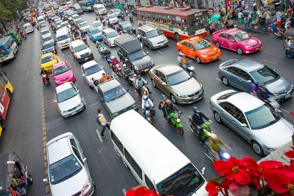 Bangkok Thailand December 2009 Main Road Bangkok Afternoon Traffic Jam — Stock Photo, Image