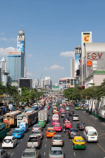 Bangkok Tailandia Diciembre 2009 Carretera Principal Bangkok Por Tarde Atasco — Foto de Stock