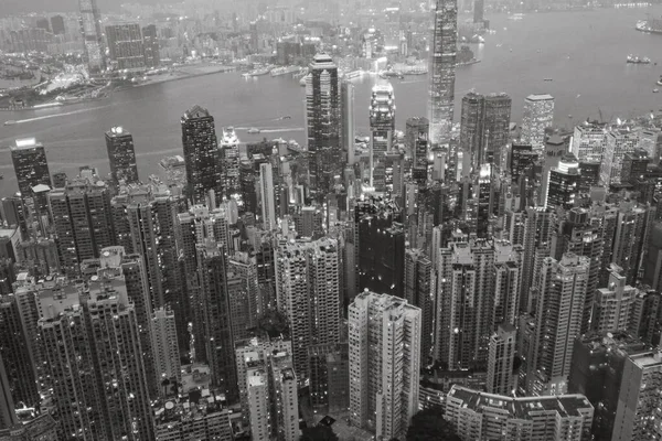 Victoria Hong Kong January 2010 View Night Victoria Peak Skyline — Stock Photo, Image