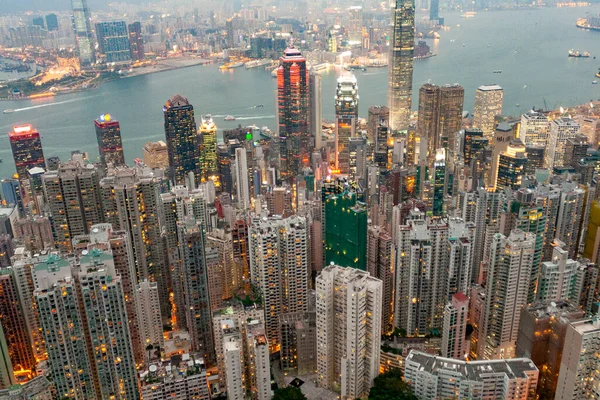 Victoria Hong Kong Enero 2010 Vista Nocturna Desde Pico Victoria — Foto de Stock