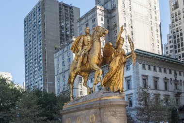 New York, ABD - 4 Ekim 2017: General William Tecumseh Sherman Anıtı.