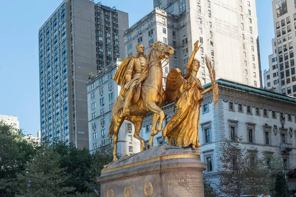 Nueva York Octubre 2017 Estatua Del Monumento General William Tecumseh —  Fotos de Stock