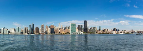 美国纽约 2017年10月4日 纽约全景 哈德逊河和联合国大楼 — 图库照片