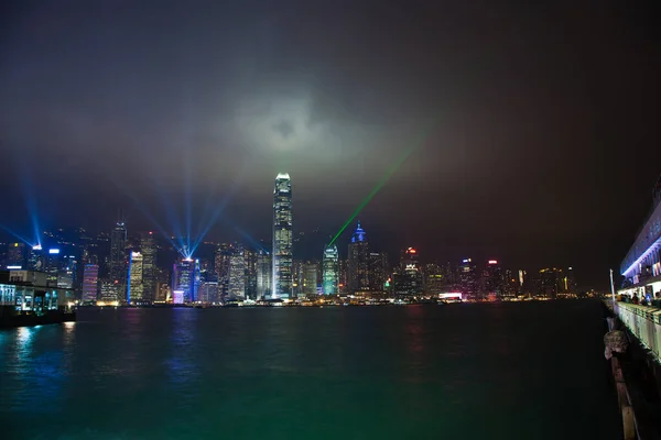 2010年1月7日香港 光のシンフォニー は香港での毎日の光と音のショーです 世界最大の恒久光と音のショーだ — ストック写真