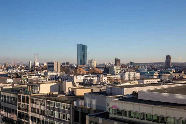 Francfort Allemagne Décembre 2021 Vue Sur Les Toits Banque Centrale — Photo