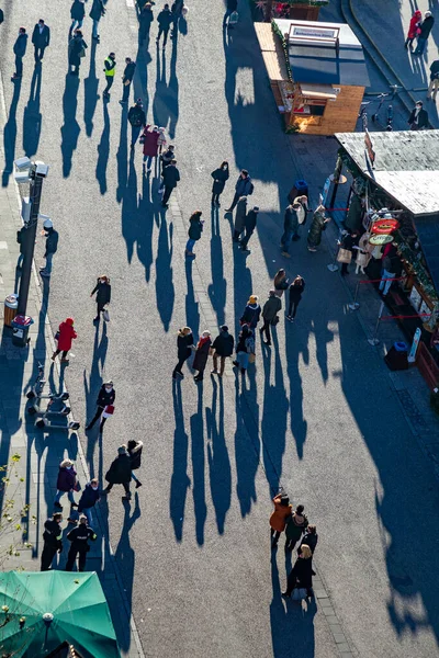 Frankfurt Germany December 2021 People Enjoy Visit Christkindl Market Frankfurt — Stock Photo, Image