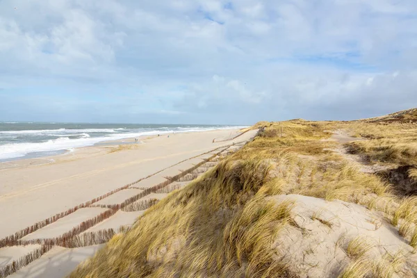 德国锡尔特岛的西滩沙丘景观 低潮时可俯瞰北海 — 图库照片