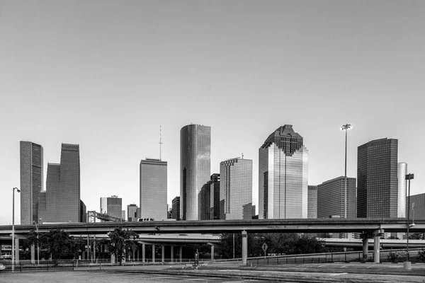 Vista Centro Houston Final Tarde Com Arranha Céu — Fotografia de Stock