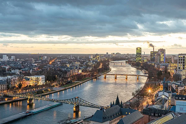 Skyline Fráncfort Del Meno Por Noche Alemania — Foto de Stock