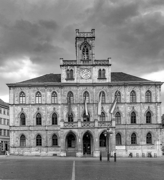 Berömda Rådhuset Weimar Tyskland Svart Och Vitt — Stockfoto