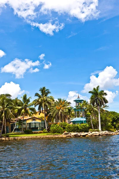 Fort Lauderdale Agosto 2010 Vista Hermosas Casas Desde Canal Fort — Foto de Stock