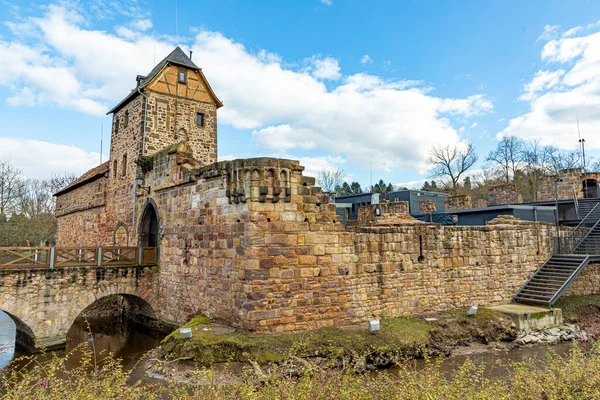 Zabytkowy Ruiny Zamku Bad Vilbel Hesja Niemcy — Zdjęcie stockowe