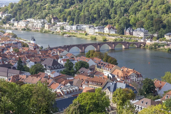 Θέα Στον Ποταμό Neckar Και Karl Theodor Γέφυρα Στη Ρομαντική — Φωτογραφία Αρχείου