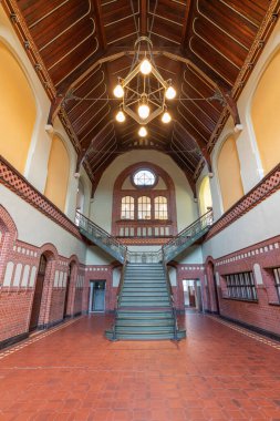 Dortmund, Almanya - 2 Şubat 2018: Zeche Zollern, Almanya 'nın Dortmund şehrinin kuzeybatısında bulunan kullanımdan kaldırılmış bir kömür madeni kompleksi..