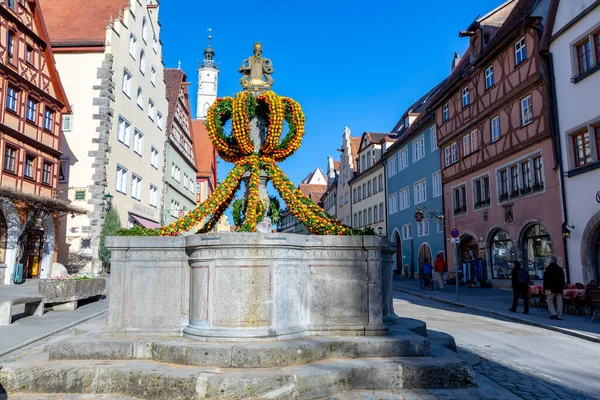 Rothenburg Der Tauber Alemanha Abril 2018 Decoração Páscoa Colorida Uma — Fotografia de Stock