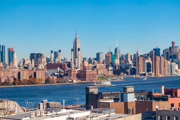 Vista Para Skyline Nova York Sob Luz Pôr Sol Eua — Fotografia de Stock