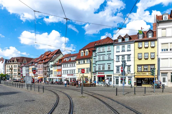 Erfurt Germania Luglio 2018 Persone Nella Piazza Centrale Fronte Alla — Foto Stock