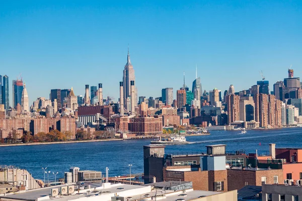 Kilátás Skyline New York Naplemente Fényében Usa — Stock Fotó