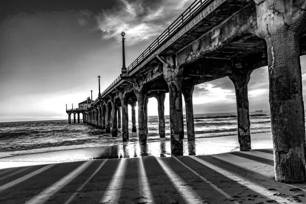 Cais Cênico Manhattan Beach Perto Los Angeles Pôr Sol — Fotografia de Stock